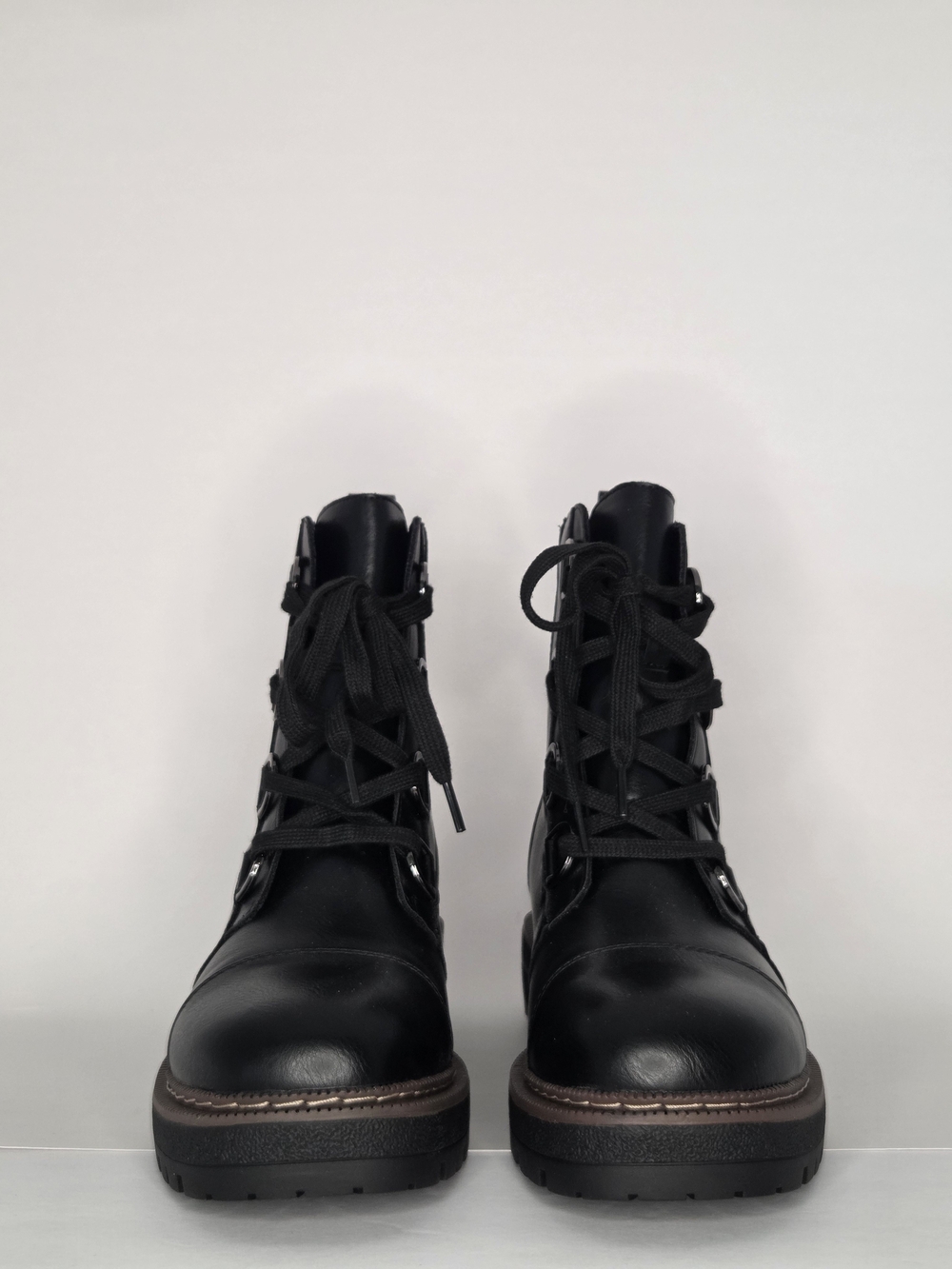 Women's Black Lace-Up Combat Boots